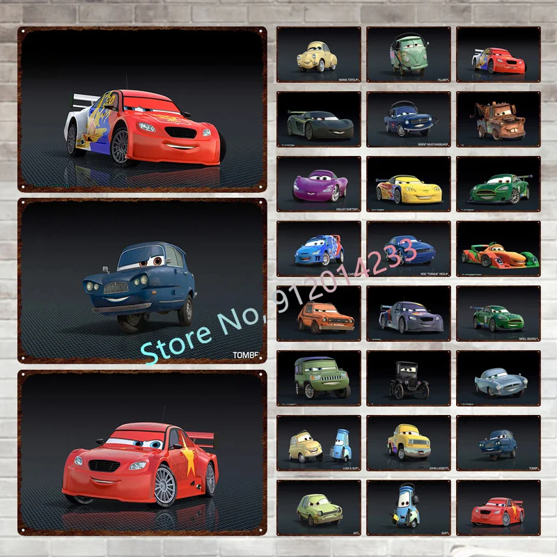 

Disney Cars Metal Poster Car Racing Garage Wall Decor Retro Metal Tin Plate Metal Sign Plaque Kids Room Decoration Boy Gift