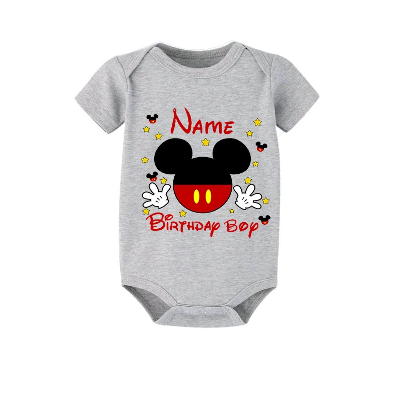 Family Matching Pajamas Exclusive Design Name Custom Birthday Celebration For Boys Cartoon Mice Gray Pajamas Set