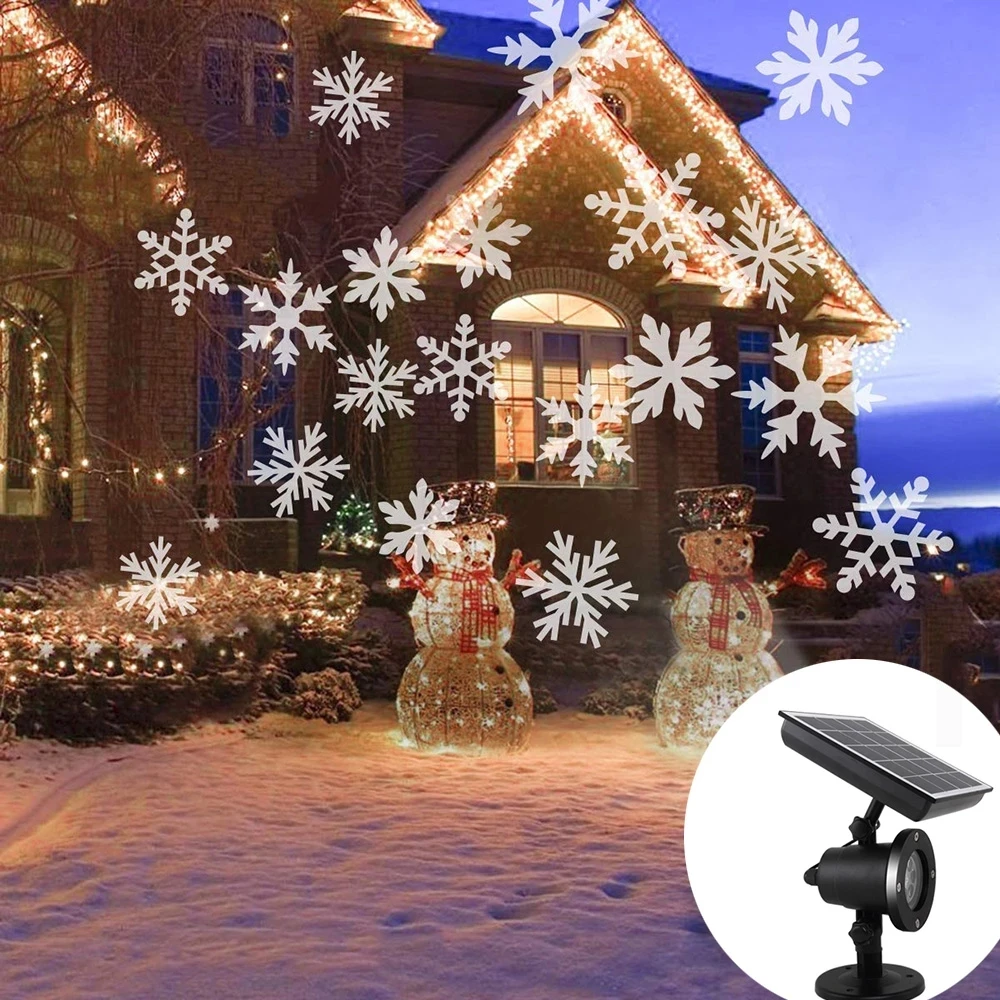 חג המולד שמש אור פתית שלג מקרן מנורות IP65 גן דשא תאורה לשנה חדשה פסטיבל חיצוני מסיבת נוף דקור