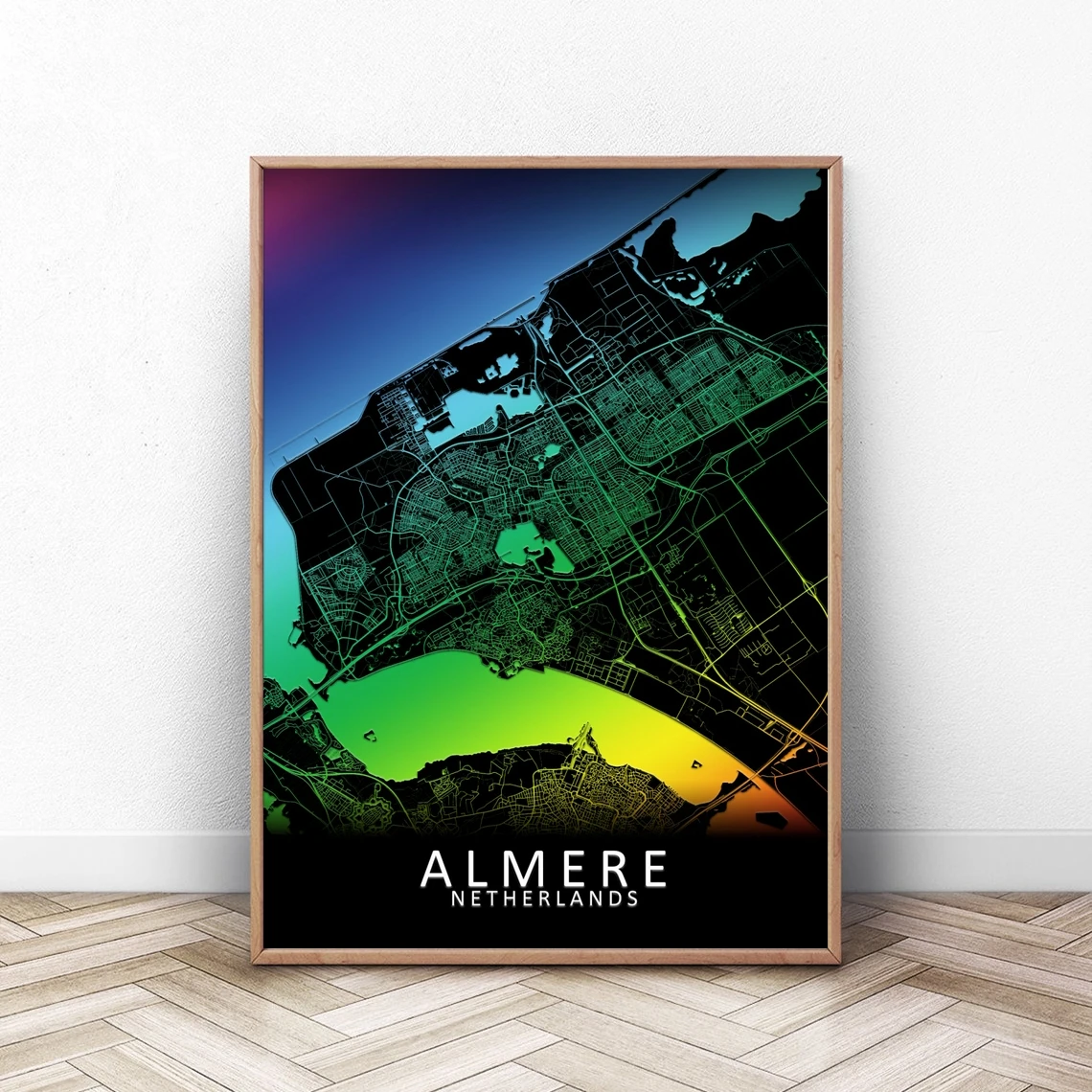 

Almere Радужная Карта города плакат холст художественный плакат печать настенная живопись Домашний Декор (без рамки)