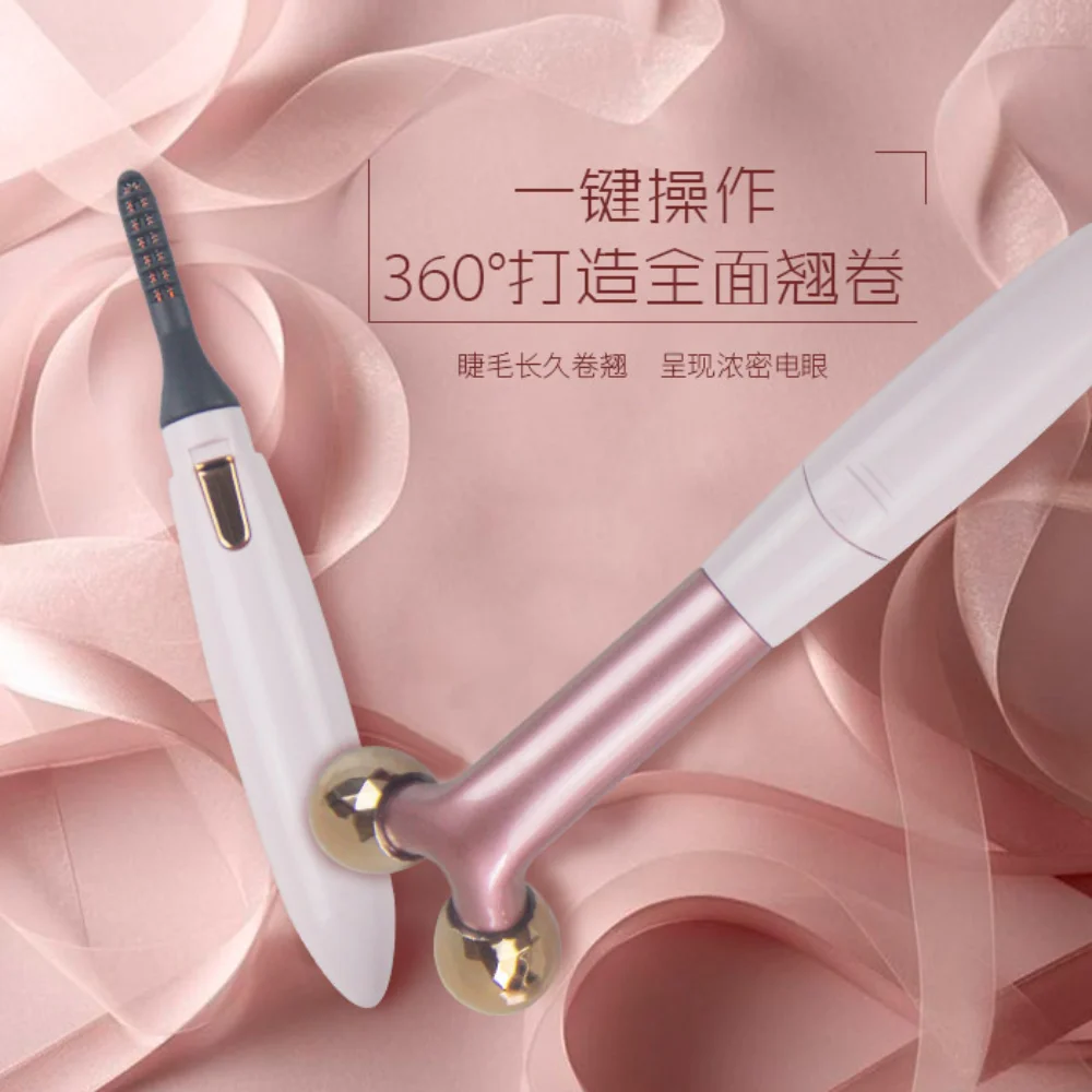 

2 In 1 Electric Face Massager Roller Face Arms Neck Massage Roller Heated Eyelash Curler Multifunction Face Roller косметика