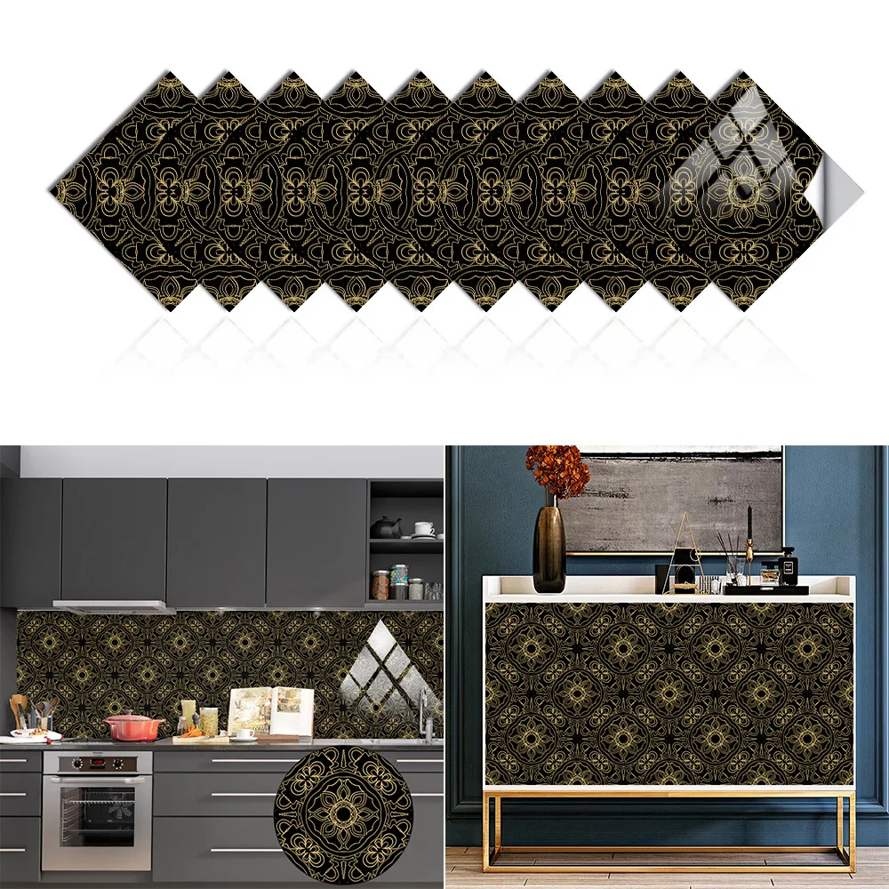 

Hot Selling Mandala Style Tile Stickers Kitchen Bathroom Living Room Renovation Waterproof And Oil-Proof Pvc Wall Stickers