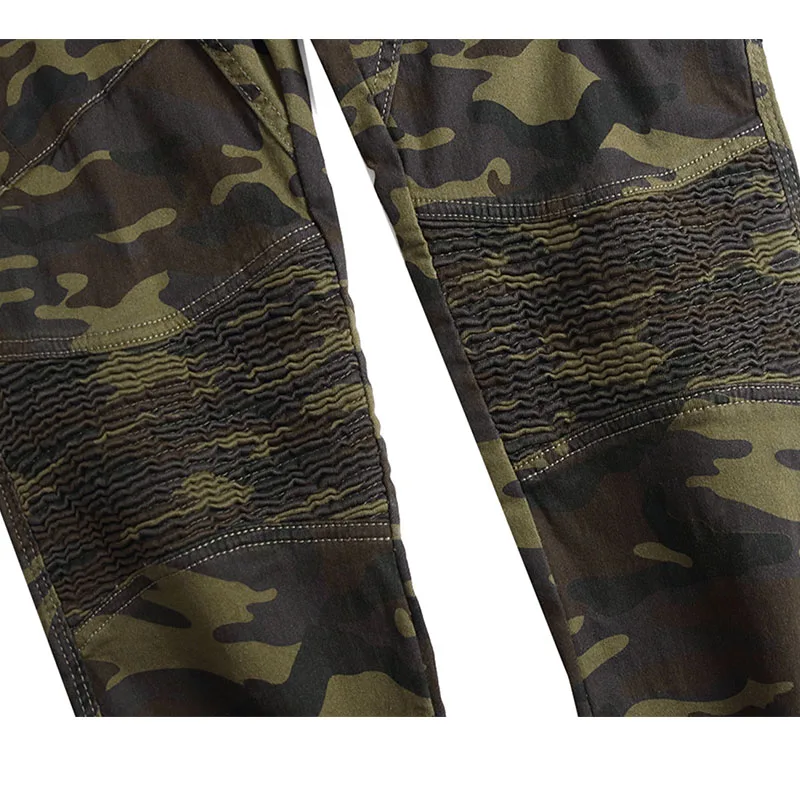 Camouflge Biker Jeans Men's Stretch Slim Fit Denim Pants Joggers Military Multi-pocket Cargo Trousers Fashion Streetwear Jeans