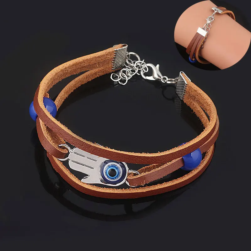 

The Last of Us 2 Part II Ellie Dina Bracelet Evil Eye Blue Bead Bracelets Charm Women Men Bangle Leather Handmade Jewelry Gift