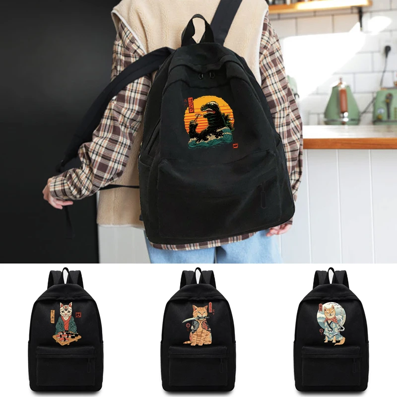 

New Backpack Version Japan Cat Printed Female Middle School Student Schoolbag Casual Back Pack Travel Bag Unisex Youth Backpack