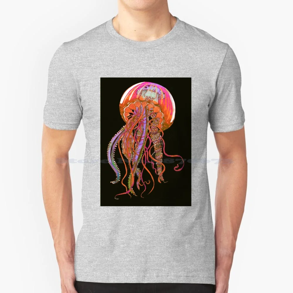 Оранжевая Желейная футболка 100% хлопковая оранжевая Медуза фиолетовая и