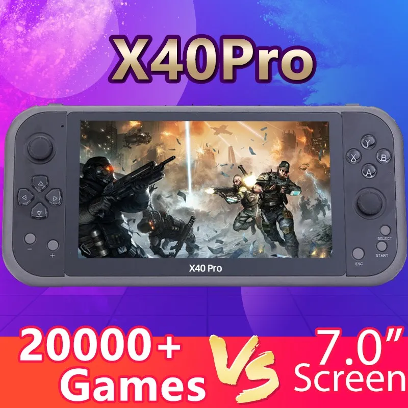 

NEW X40Pro 7.0" LCD Double Rocker Portable Retro Game Console Video Built In 5000+ Games Connectable Handles Gifts for Child‘s