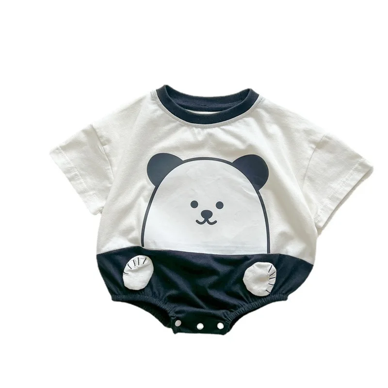 

Nebeans 0-2 Year Old Baby Clothes Panda Triangle Rompers Cotton Comfortable Short Sleeve Summer White Baby Clothing