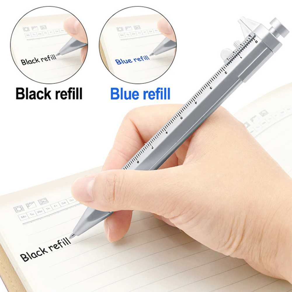 

Vernier Caliper Pen Blue/Black Caliper Measuring Multifunction Caliper Pen Refills Caliper Roller Ball Pen Stationery Ball-Point