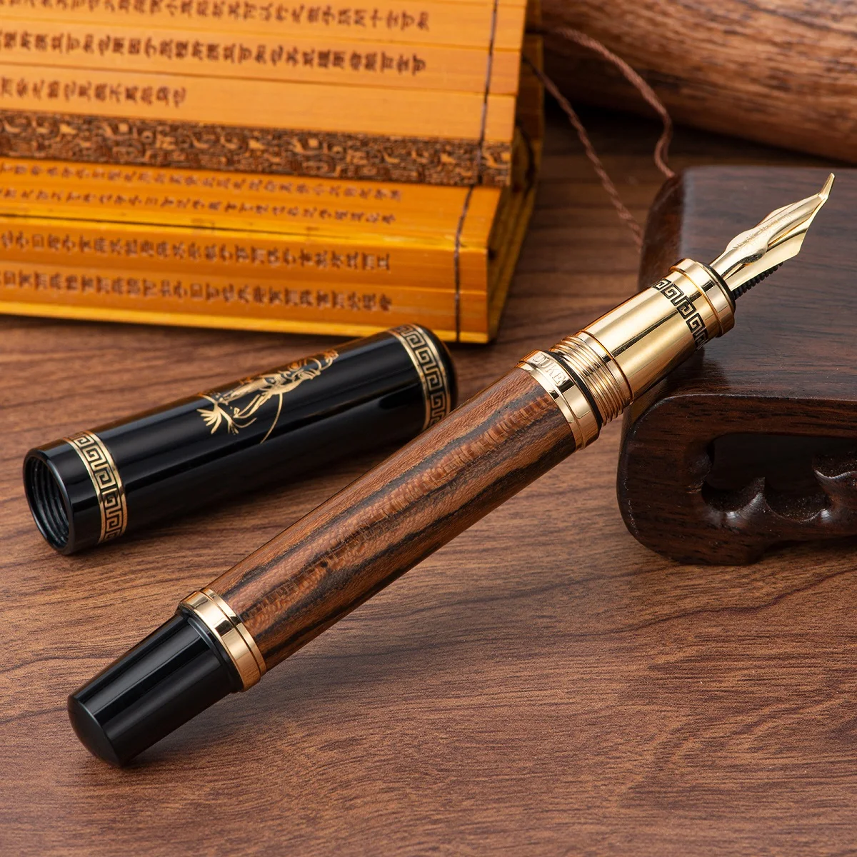 Duke 551 Wood Fountain Pen Calligraphy Bent Nib Big Size Metal Pen, Natural Wooden Handmade Writing Gift Pen