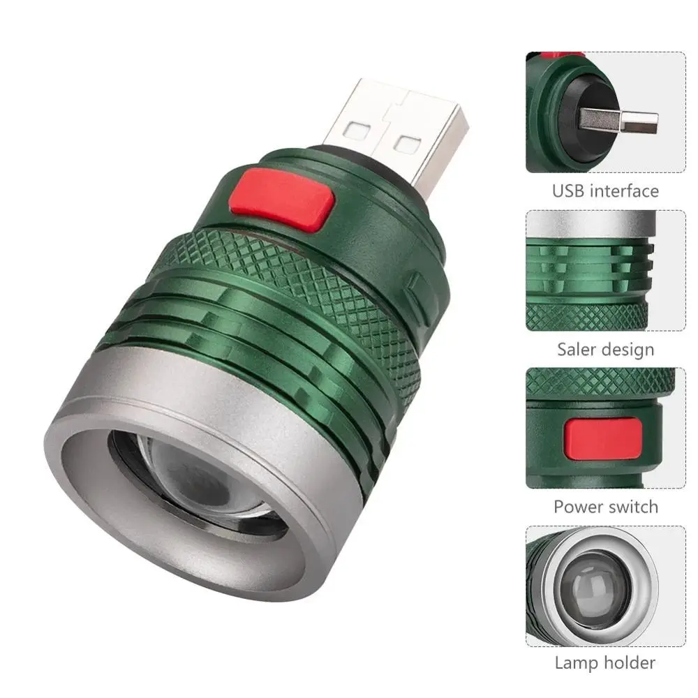 

Power Bank USB Flash light Torch Lanterna Interface Ultra Bright USB Flashlight 3 modes Mini Zoomable