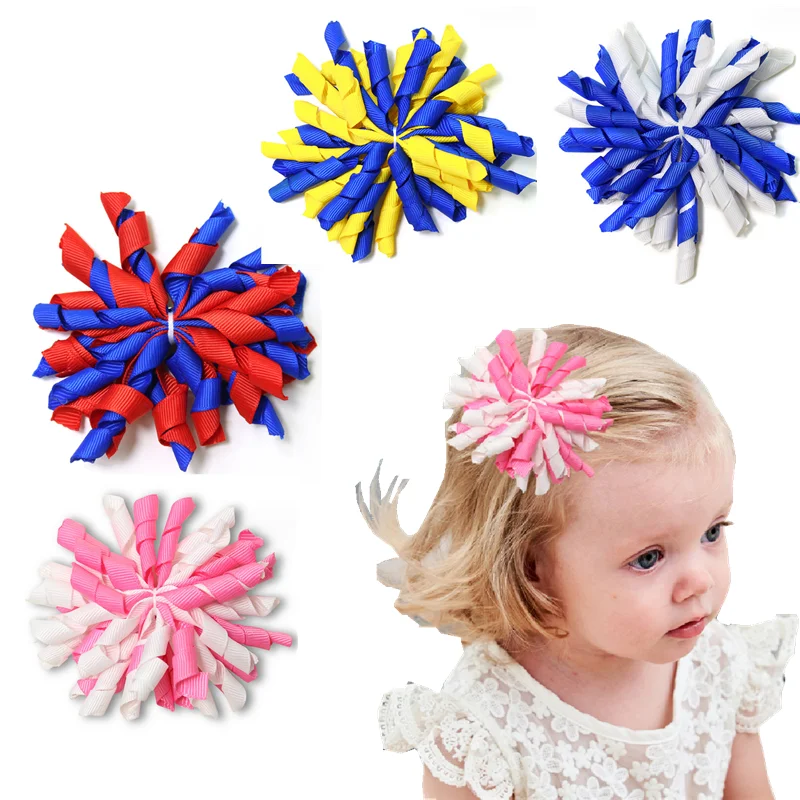 

Curly Ribbon Hair Clips For Baby Girls Cute Ball Flower Rainbow Hairpins Kids Headwear Hair Clips Girl Tassel Ponytail Holders