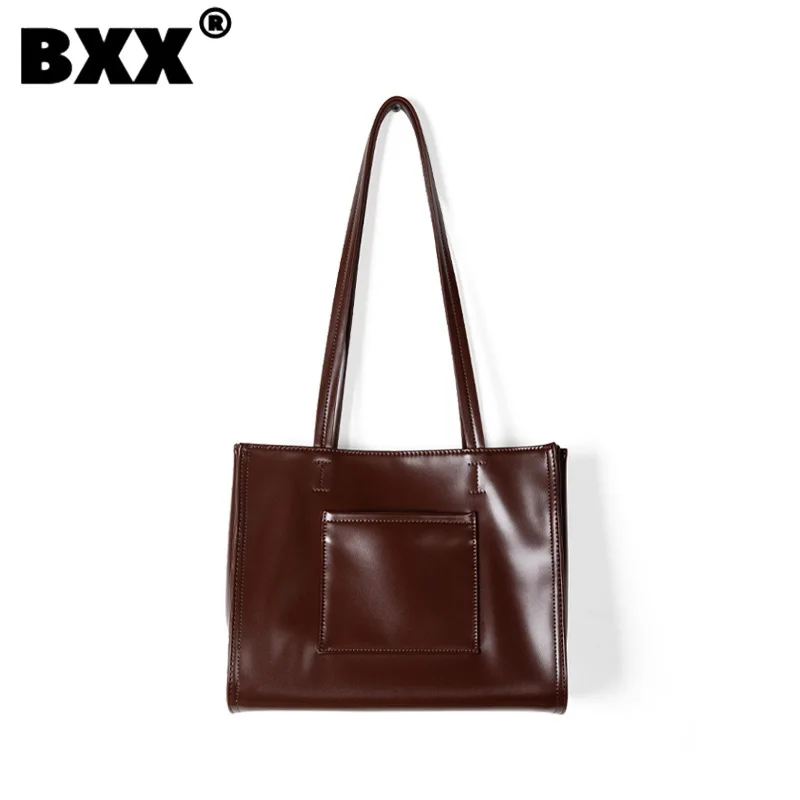

[BXX] New Version Small Niche Soft Leather Large Capacity Single Shoulder Package 2023 Women's Commuting Portable Totebag 8CY533