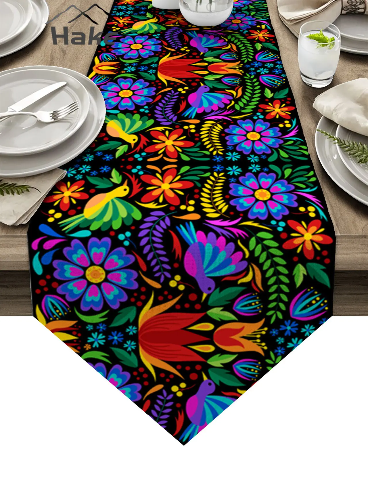 

Colorful Mexico Abstract Flower Modern Table Runner Cotton Linen Tablecloth Wedding Party Dinner Coffee Table Decor Cloth