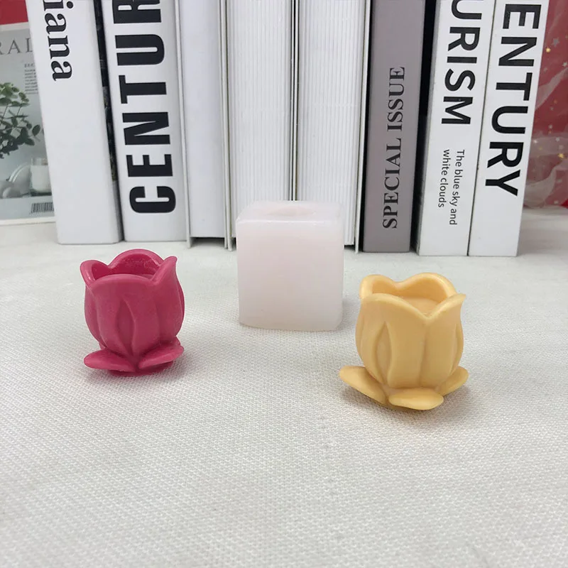 

3D Tulip Flower-shaped Base Candle Silicone Mold DIY Dessert Fondant Chocolate Baking Mold Candle Making Jars Silicone Molds