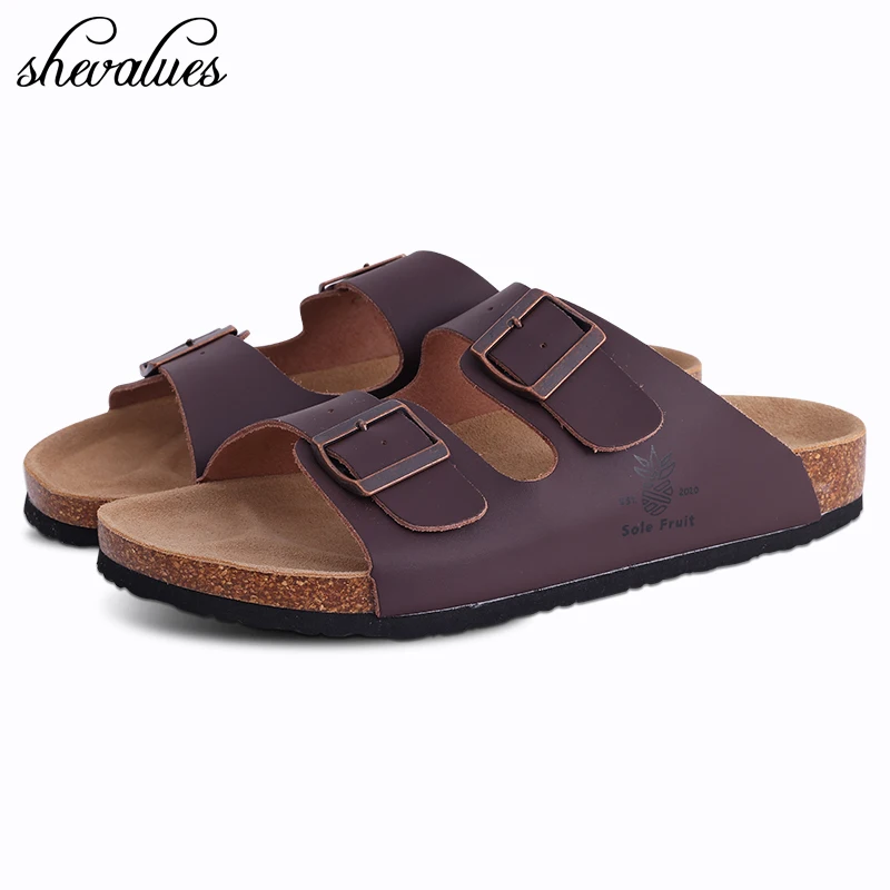 

Shevalues Fashion Men Suede Mules Sandals Outdoor Clogs Cork Insole Slides With Arch Support Men Beach Slippers Home Flats Shoes