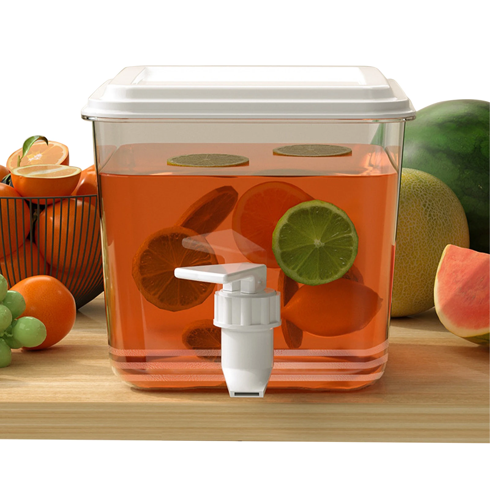 

Refrigerator Cold Kettle With Faucet Drink Dispenser With Spigot Iced Beverage Container With Lid Portable Fruit Teapot 5L Large