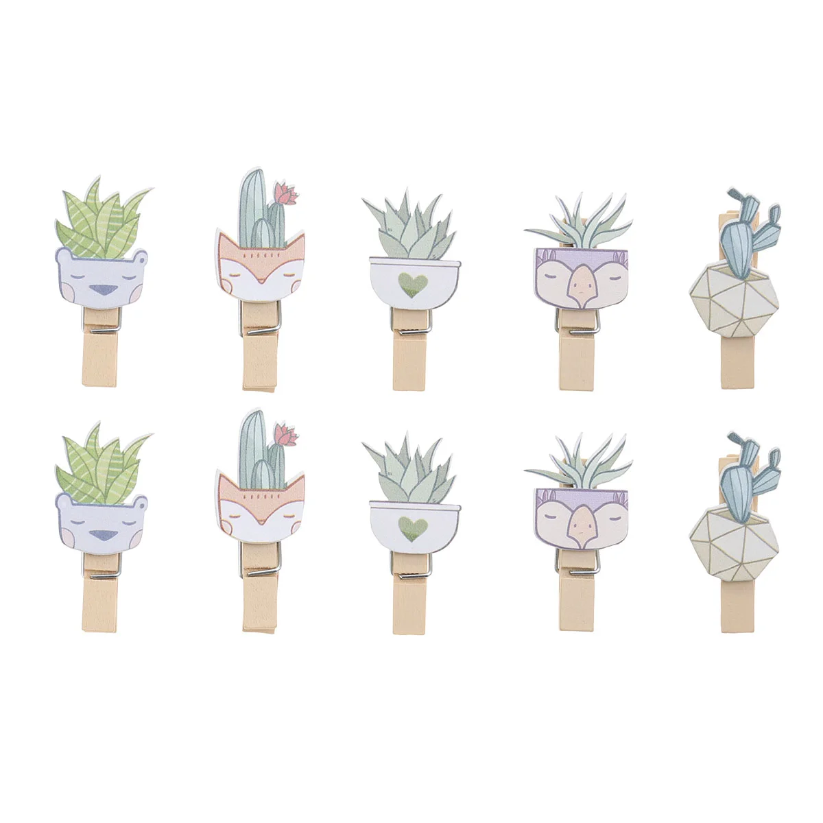 

10 Pcs Photo Clips Paper Clip Wall Decoration Ornaments Bamboo Photo Holder Creative Cactus Wooden Clips