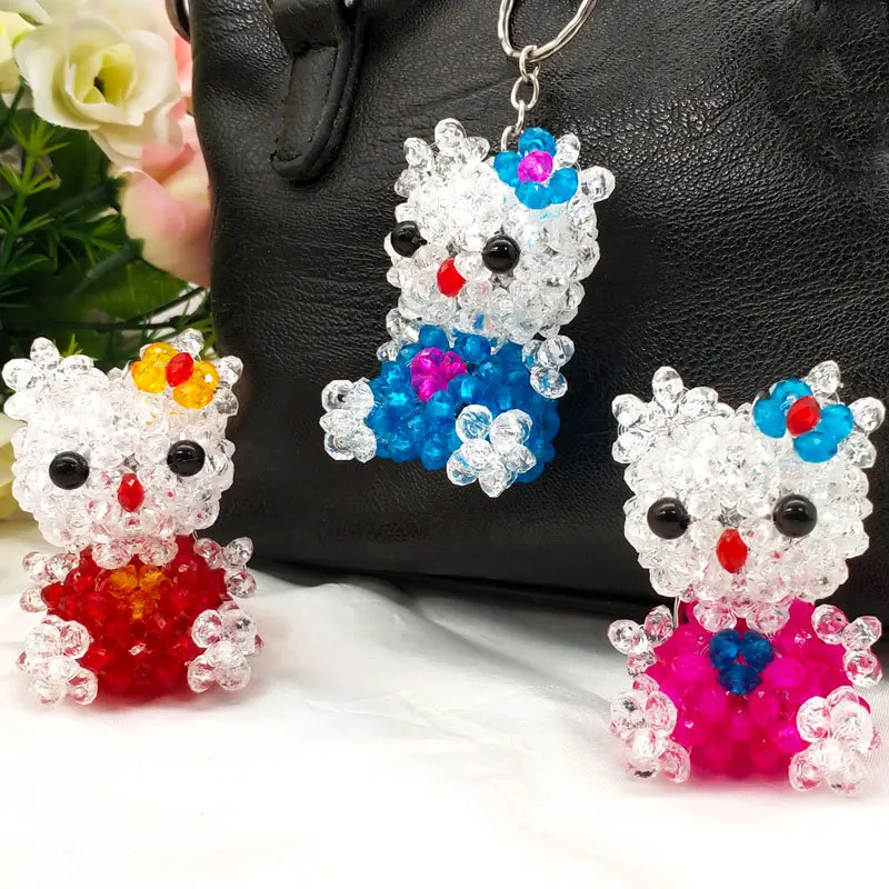 

Handmade Beaded Acrylic Keychain Hello Kitty Pendant Cute Hello Kitty Creative Gift