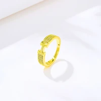 fashion cubic zircon geometric letter adjustable ring for women man luxury brand finger ring party jewelry gift