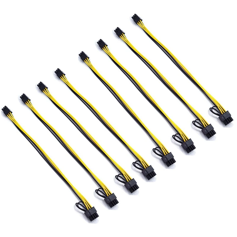 

PCIE 6 Pin Male To 8 Pin (6 + 2) Male Pcie адаптер кабель питания PCI Express Удлинительный кабель 12,5 дюйма (8 шт.)