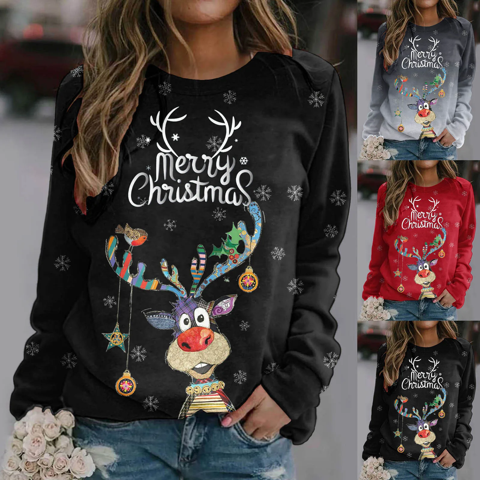 

Свитшот женский с круглым вырезом и принтом «Merry Christmas»