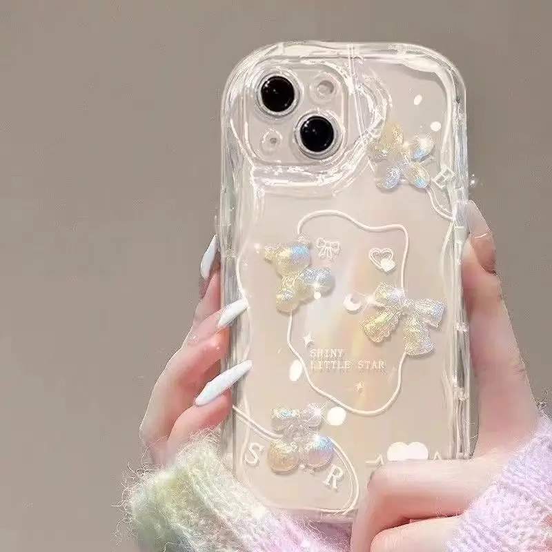 Фото Чехол-цепочка с 3D бантом вишневого жемчуга для Infinix Hot 60 50 Pro Plus 60i Note 50 50X 50S Tecno Spark Go 40C Camon 40 30 Pro Cover №3