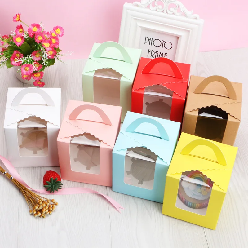 

50/30 Pcs Clear Window 1 Hole Cupcake Packaging Box Single Donut Cake Food Dessert Sweets Birthday Party Holiday Gift Decorati