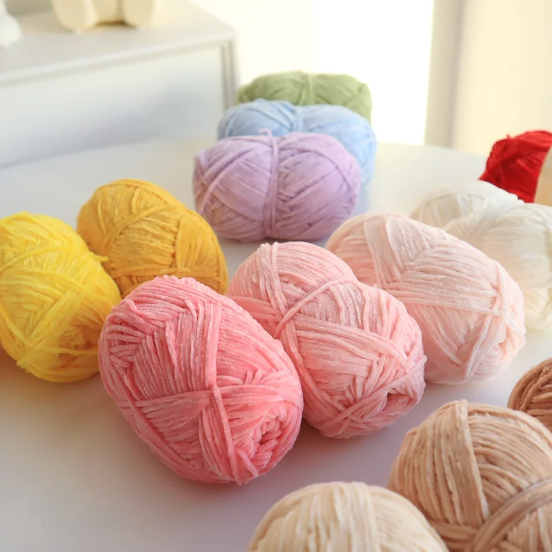 

# 2 Pile Yarn Chenille Yarn for Knitting Velvet Texturized Knitted Crochet Yarn Soft Warm Line Threads To Knit Needlework