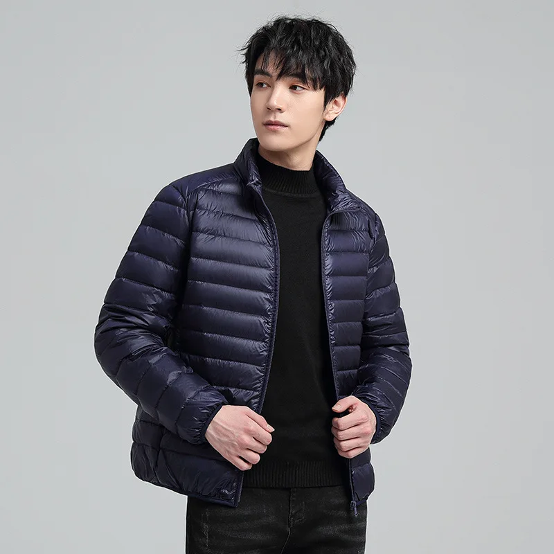 Down Jacket Men's New Style Men's Solid Color Trend Coat Stand Collar Lightweight 90 White Duck Down Down Jacket Lightweight