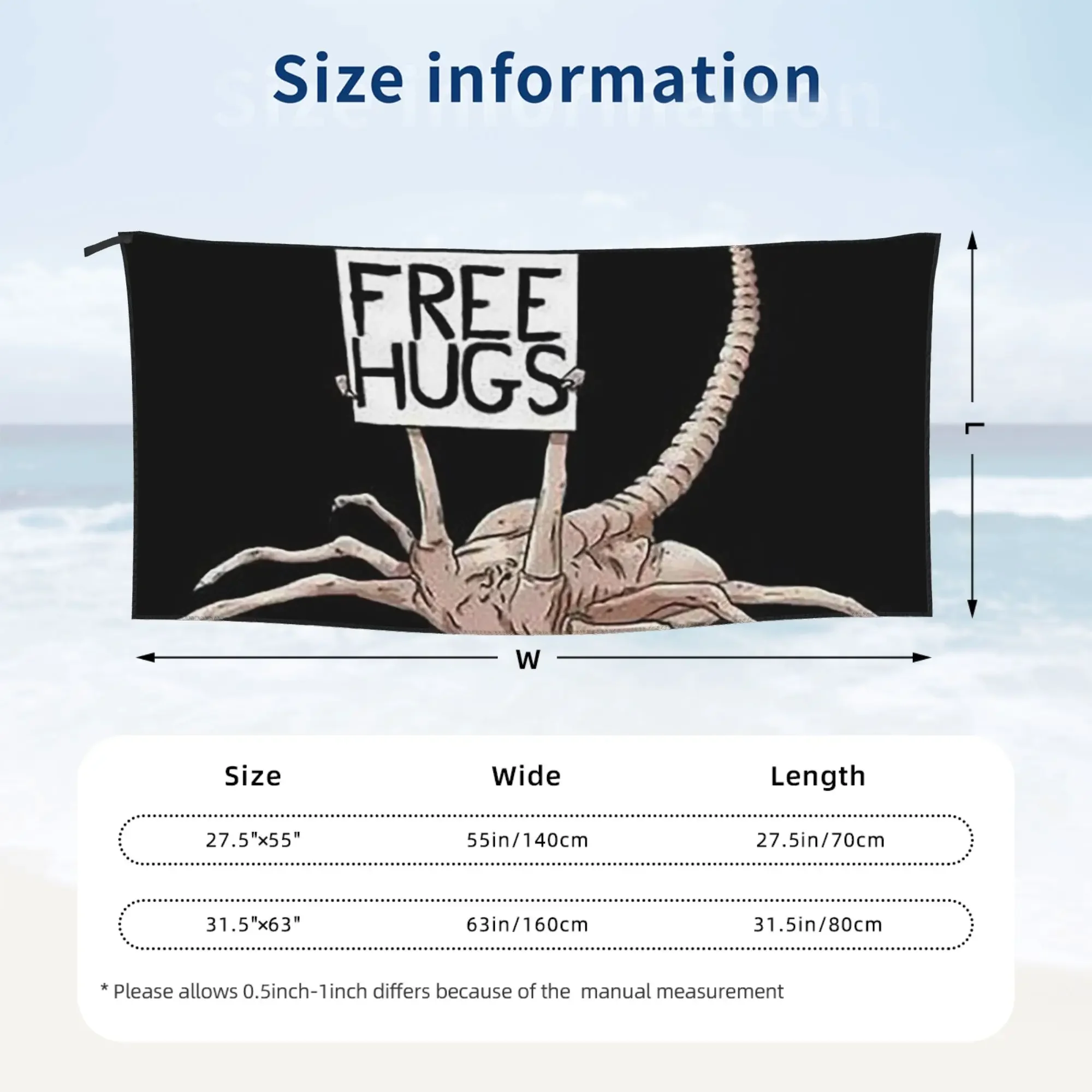 Пляжное полотенце Horror Face Hugger Alien Xenomorph из мягкой микрофибры, быстросохнущее, впитывающее, для бассейна (art.: 3920da79826e4) - 3920da79826e4