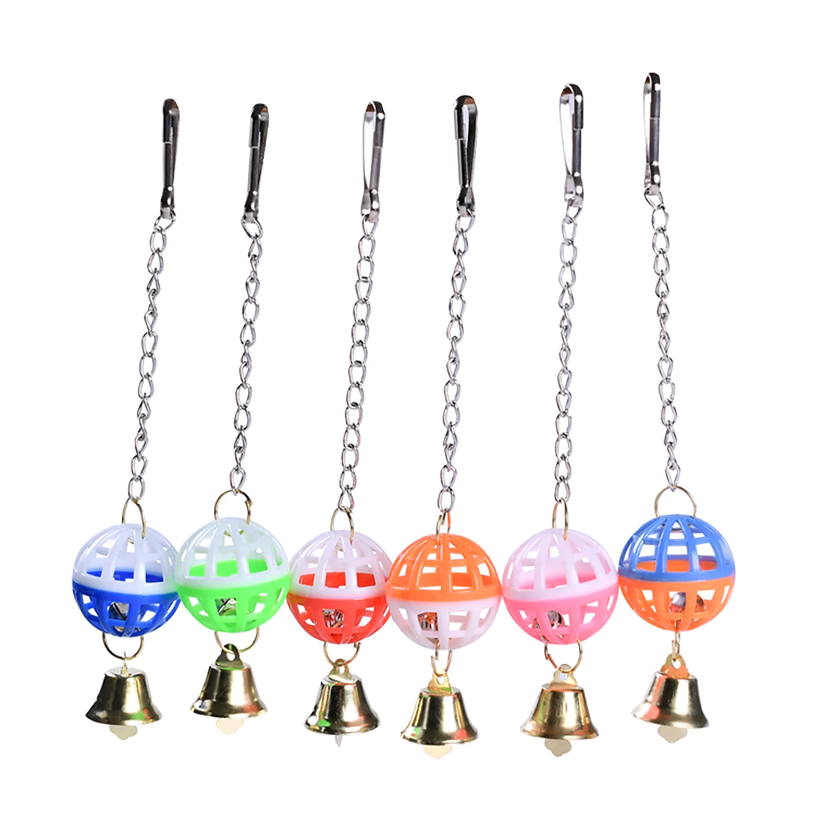 

2pcs Chew Hanging Parrot Toy Budgie Cockatiel Cage Accessories For Parakeet Climbing Macaw Cute Bell Ball Pet Bird Random Color
