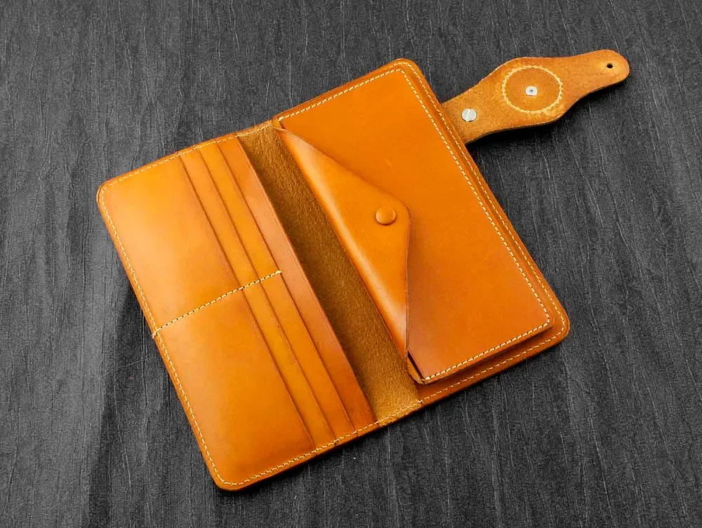 Мужской Бирюзовый кожаный Длинный кошелек Concho ручной работы с кожаной цепочкой