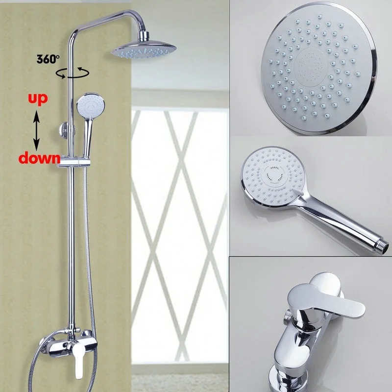 

Bathroom Chrome 8" Rainfall Shower Set Faucet Wall Mounted Mixer Tap Hand Spray