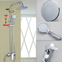 bathroom chrome 8 rainfall shower set faucet wall mounted mixer tap hand spray