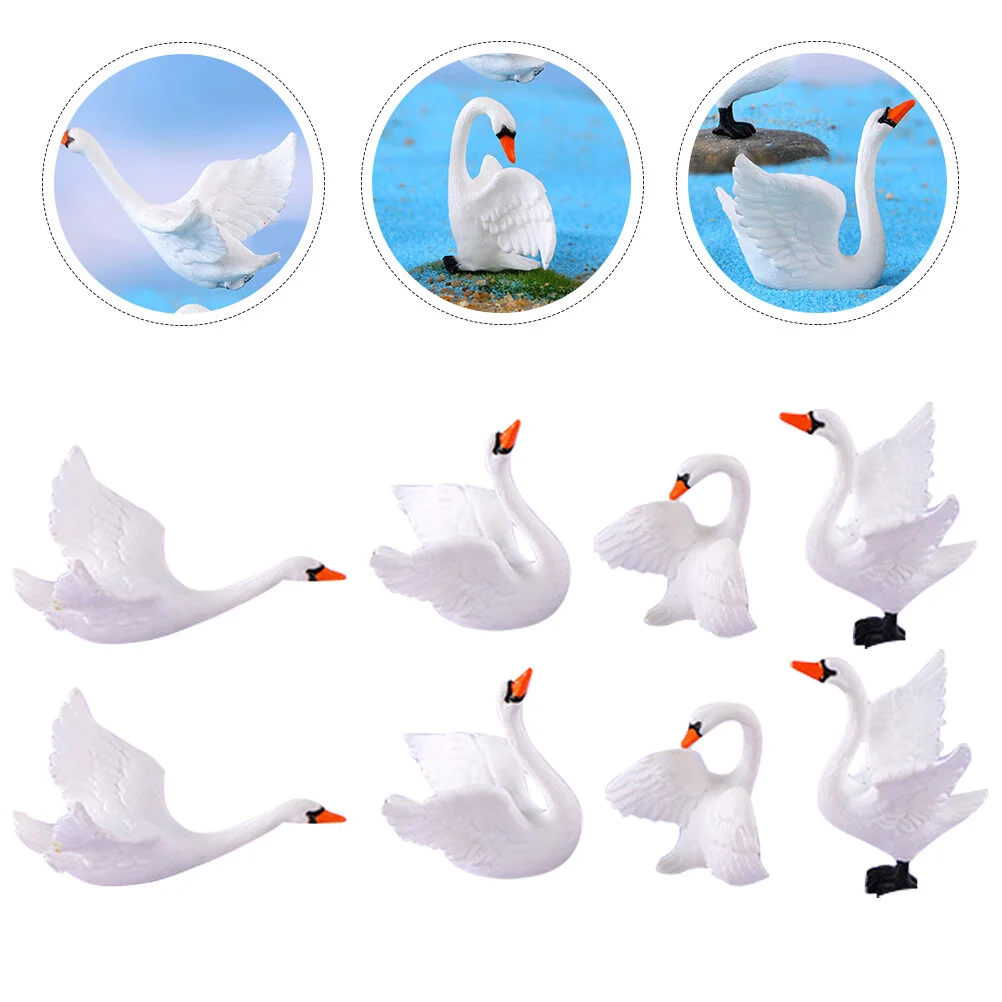

8 Pcs Puppet Fairy Figurines Moss Swan Decor Container Gift Pvc Mini Adornments Lovers