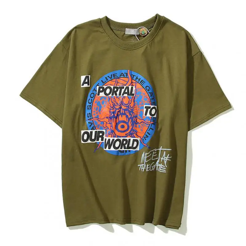 

Harajuku Round Neck Oversized Cotton Streetwear Cotton Top Tees Mens And Womens Rolling Cactus Jack Retro Short Sleeve T-shirt