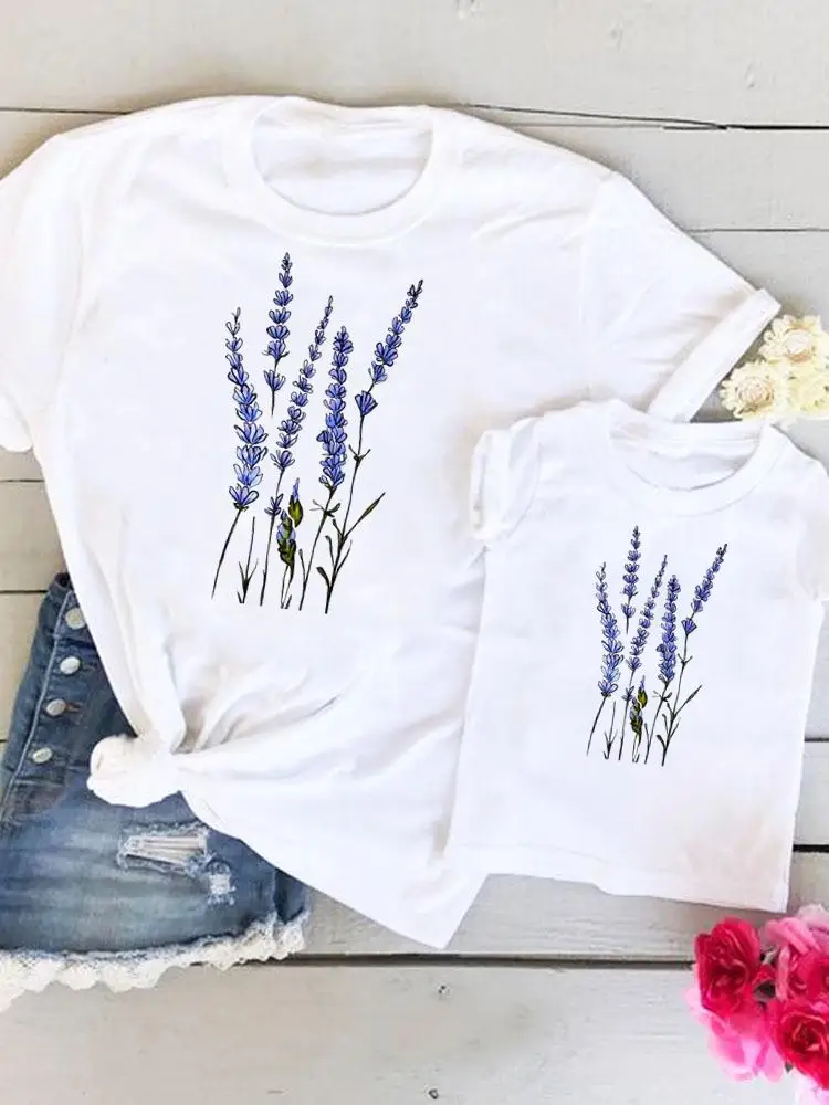 

Flower Trend Lovely Clothing Tee Family Matching Outfits Summer Women Kid Child Mom Mama Mother Tshirt Clothes Graphic T-shirt