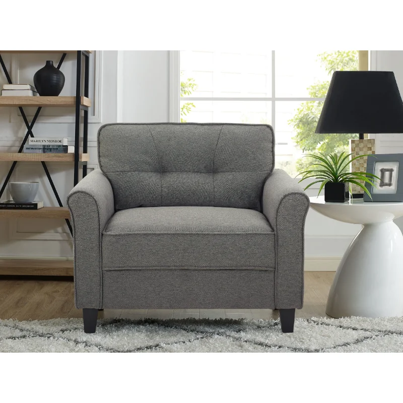 

Lifestyle Solutions Hactor Lounge Chair with Curved Arms, Heather Gray Fabric