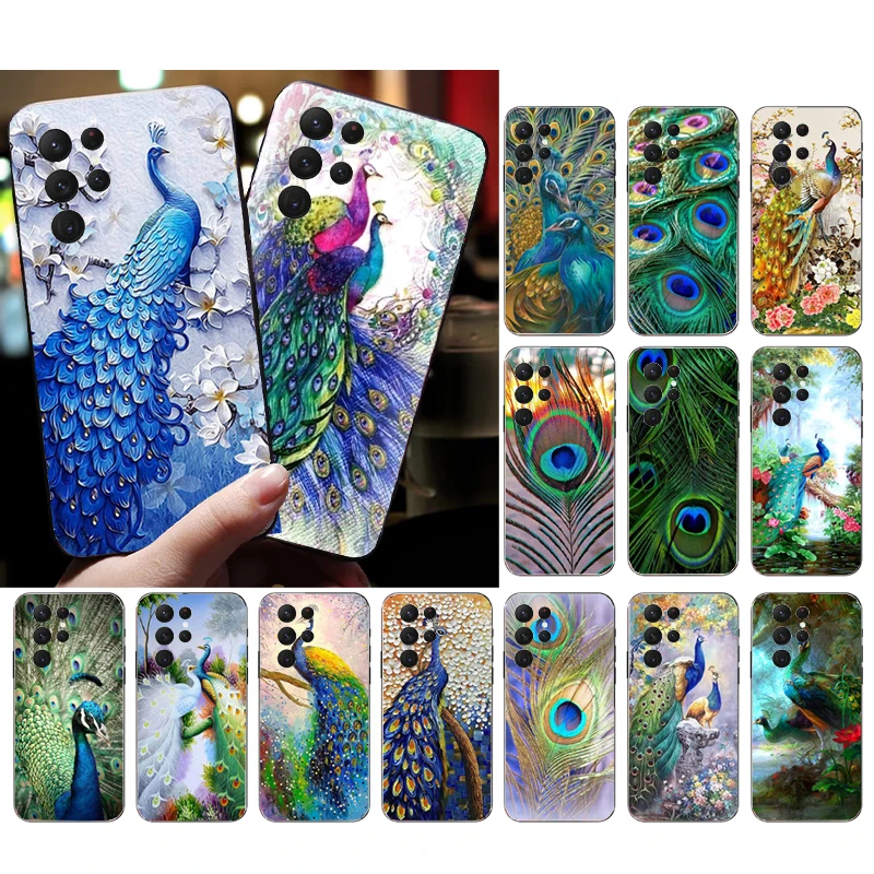 

Phone Case for Samsung Galaxy S23 S22 S21 S20 Ultra S20 S22 S21 S10E S20FE Note 10Plus 20 Ultra Peacock Feathers Case
