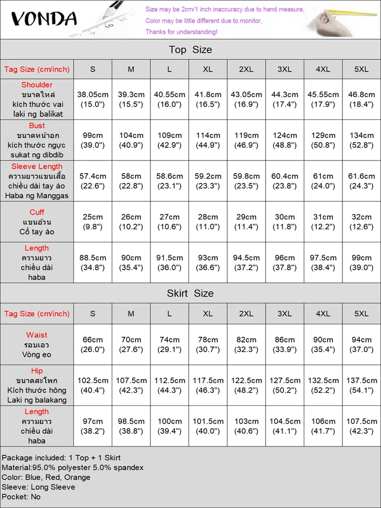 VONDA женские элегантные комплекты 2024 богемная одежда с принтом топ длинными