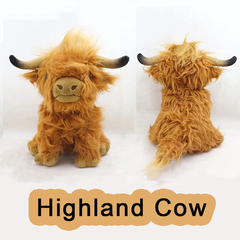 

25cm Plush Animals Highland Cow Simulation Scottish Highland Cattle Plush Doll Long Hair Cattle Toy Birthday Gift For Children