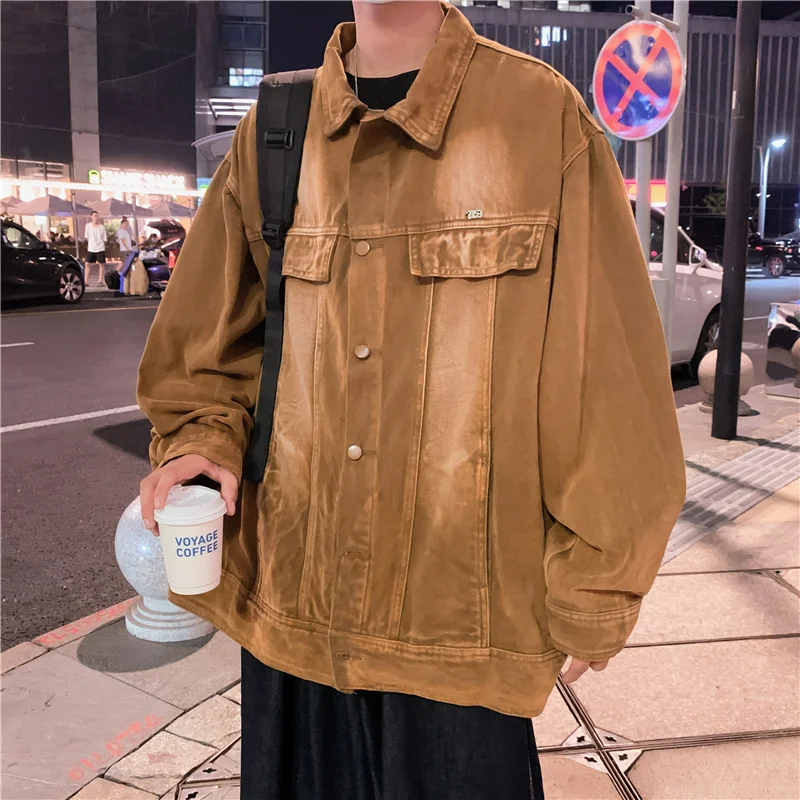 

Color Autumn Denim Jacket Men Fashion 5 Vintage Denim Jackets Mens Japanese Streetwear Hip Hop Loose Bomber Jacket Men S-3XL