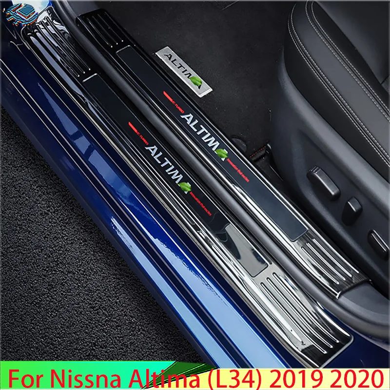 

For Nissna Altima (L34) 2019 2020 Car Accessories Stainless Steel Inside Door Sill Panel Scuff Plate Kick Step Trim Cover