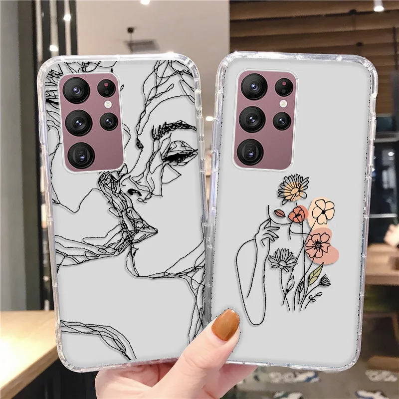 

Case For Samsung A53 Case Abstract Clear Funda S20 FE S21 S22 Ultra S10 Plus A12 A22 A32 A50 A51 A52 A70 A71 A72 A73 A33 Cover