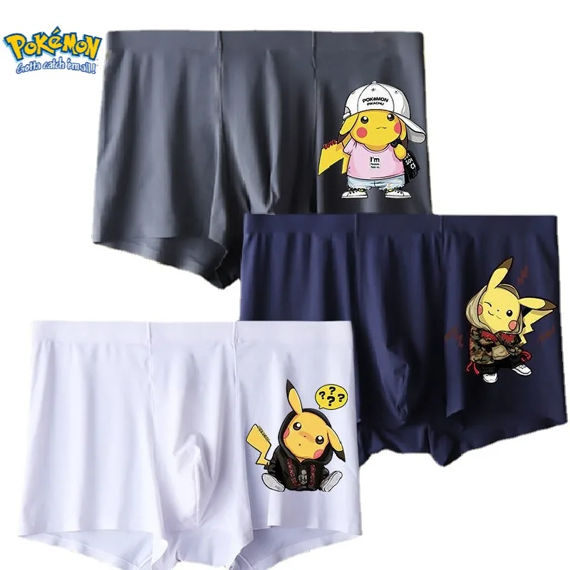 

Pokemon kawaii anime underwear male ice silk ultra-thin trend personality boy summer thin section breathable cartoon cute shorts