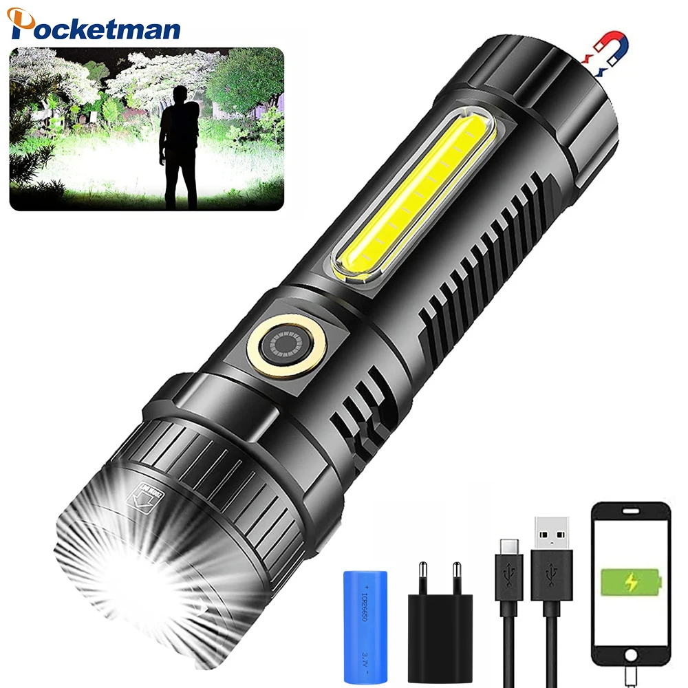 

30000 Lumen XHP70.2 LED Flashlight Zoomable USB Rechargeable Tactical Torch Waterproof 26650 Power Bank for Camping Hiking Gift