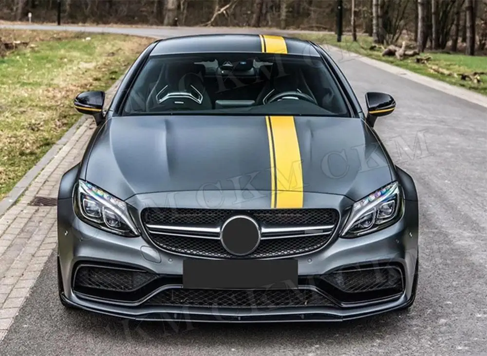 ABS углеродный вид передний бампер губа подбородок спойлер для Mercedes Benz C Класс A205