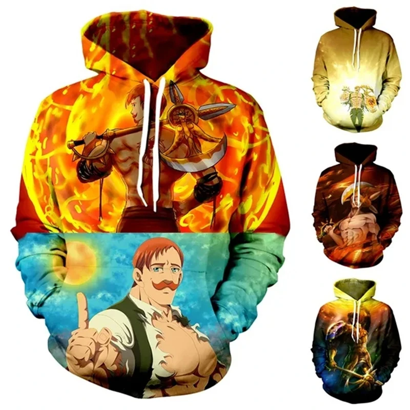 

New Fashion WomenMen's 3D Print Anime Seven Deadly Sins Escanor Casual Pullovers Hoodies Hooded Graphic Sweatshirts Tops Kids