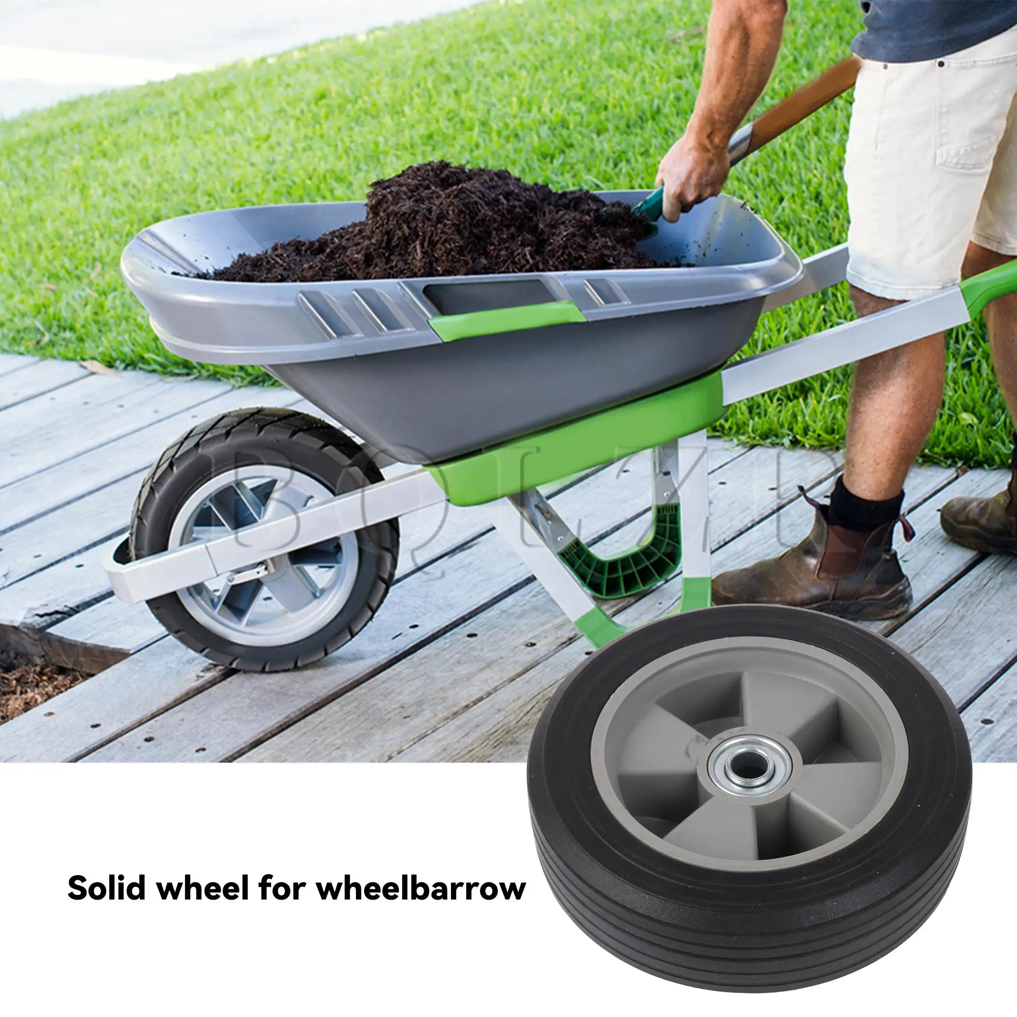 BQLZR шина для тачки Wheel Solid 8 Inch Dia Black Rubber 132 27 LBS Емкость